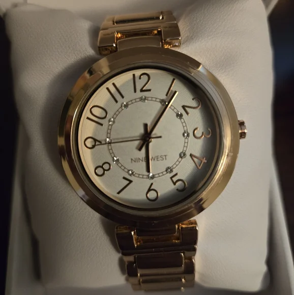 Nine West Rose Gold-Tone Watch With Pearl & Rhinestone Face - Picture 2 of 7